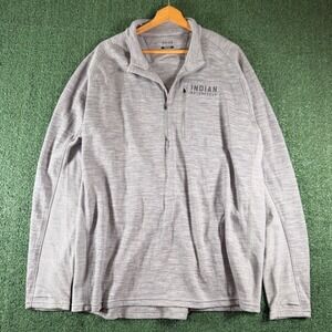 Indian Motorcycle Quarter Zip Pullover Mens 2XL Gray Good Merino Wool Blend Logo